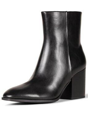 Women's Clean Stacked Heel Ankle Boots with Side Zipper, Memory Foam Insole